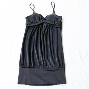 Vintage Y2k Forever 21 Black Slip Dress Twisted padded Sweetheart Front